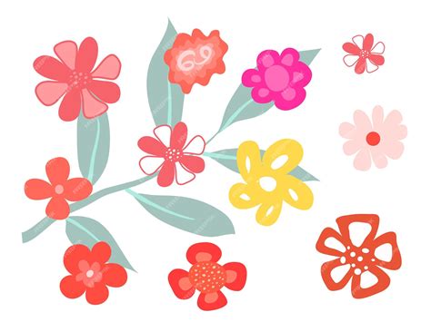 Premium Vector Colorful Flowers Freehand Vector Illustrations