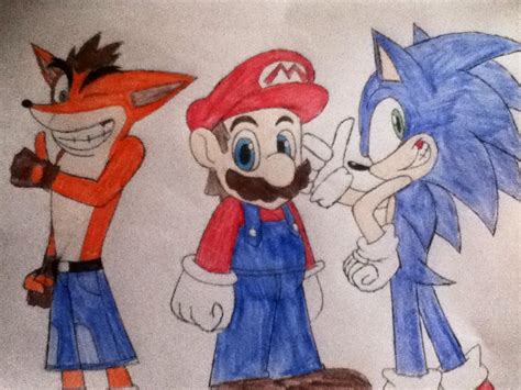 Crash Bandicootmarioand Sonic By Xunholyabominationx On Deviantart