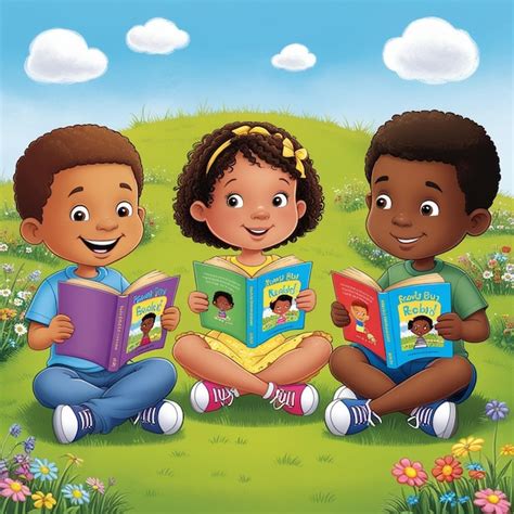 Illustration Of Stickman Teenage Girl Reading A Story Book With Kids