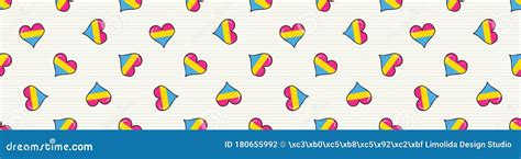 Cute Pansexual Heart With Text Cartoon Seamless Vector Border Hand