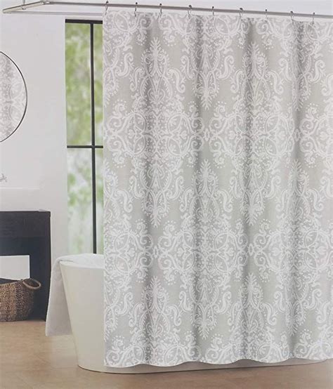 Tahari Fabric Shower Curtain Raphael Panel Gray Fabric Shower