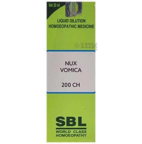 Sbl Nux Vomica Dilution 200 Ch Buy Bottle Of 30 Ml Dilution At Best