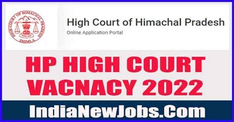 HP High Court Vacancy 2022 Notification Apply Online