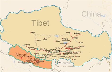 Map Of Tibet And Nepal Middle East Political Map