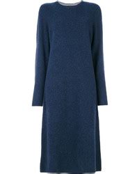 Acheter Robe Midi En Laine En Tricot Bleu Marine Choisir Robes Midi En