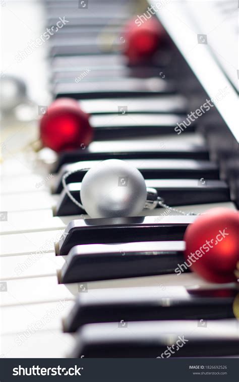 Close Black White Piano Keyboard Christmas Stock Photo 1826692526