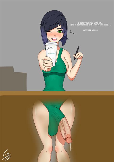 Rule 34 1futa 2022 Apron Apron Only Barista Black Hair Breasts