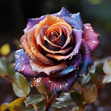 Flor Colorida De La Rosa Del Arco Iris Con Im Genes De Gotas De Roc O