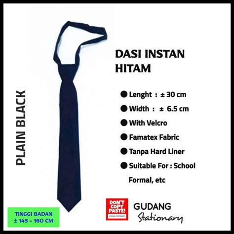 Jual Dasi Instan Kecil Formal Hitam Polos Shopee Indonesia