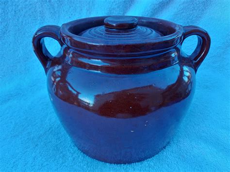 Vintageantique Usa Salt Glaze Pottery Bean Crock Etsy