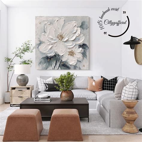 Large 3D White Flower Oil Painting On Canvas 3d Flower Acrylic Painting