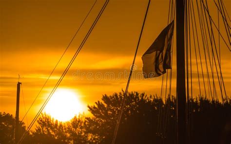 Sailboat in the Harbor with Sunset Stock Image - Image of cruise ...