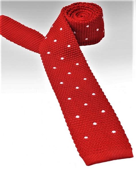 Bellagio Italian Handmade Silk Knitted Tie In Rosso Red With White