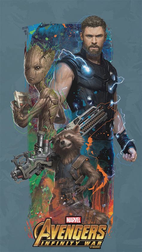 2160x3840 Thor Rocket Groot Avengers Infinity War Artwork Sony Xperia X ...