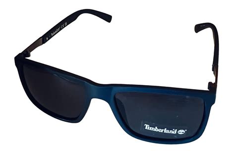 Timberland Sunglass Mens Matte Blue Rectangle Plastic Smoke Lens