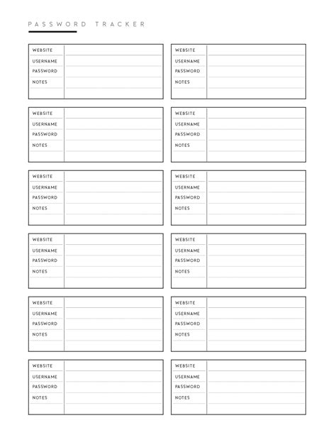 Free Password Tracker Template World Of Printables