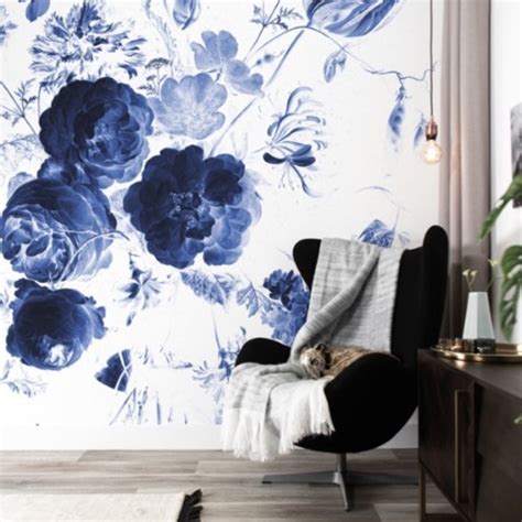 Kek Amsterdam Flora Fauna Behang Royal Blue Flowers Wp Verf En