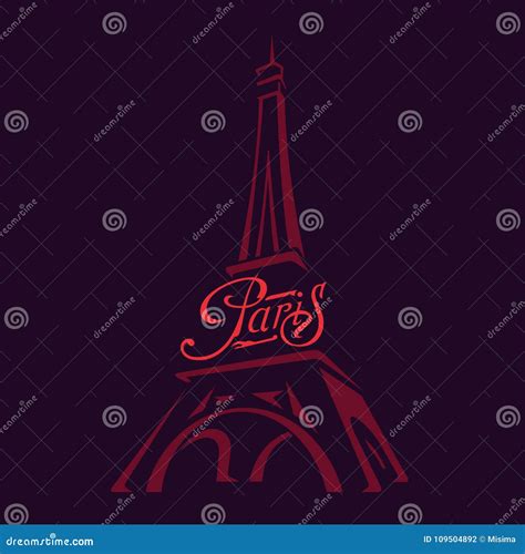 Vector Image Of The Eiffel Tower Calligraphic Writing Of Paris Stock