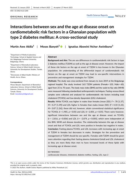 Pdf Interactions Between Sex And The Age At Disease Onset On