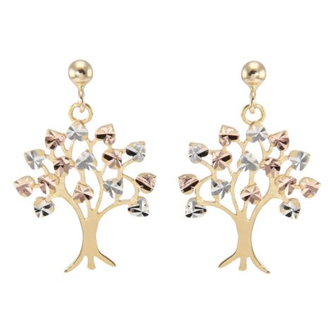 Boucles D Oreilles Pendantes Ors Arbre De Vie Ref