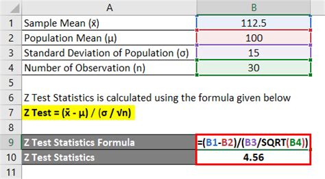 Z Test Statistics Formula | Calculator (Examples With Excel Template)