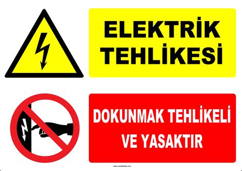 Elektrik Tehlikesi Dokunmak Tehlikeli ve Yasaktır İkaz Levhası