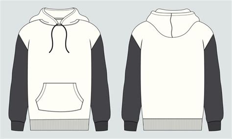 Premium Vector | A white and black hoodie with the front and back of ...