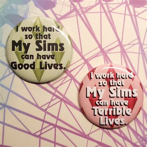 The Sims Slogan Buttons Etsy