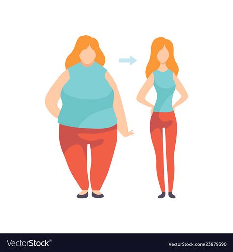 Young Woman Before And After Losing Weight Vector Image