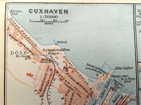 Antique 1925 Cuxhaven Helgoland And Dune Islands Germany Map Etsy