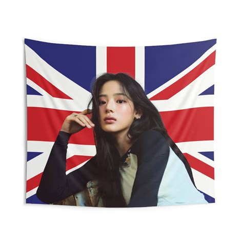 Minji Newjeans Uk Flag British Flag Indoor Tapestry Kpop Music Merch