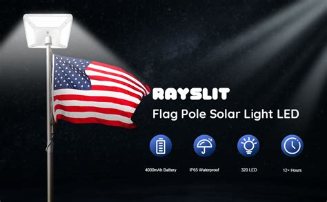 Amazon RAYSLIT Flagpole Light Solar Powered 320 Brightest LED