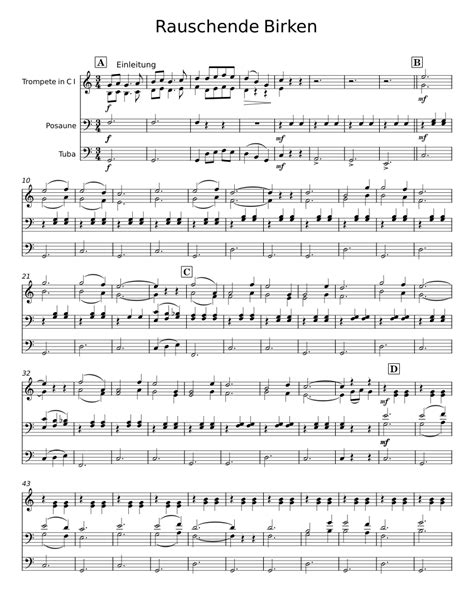 Rauschende Birken Sheet Music For Trombone Tuba Trumpet Other Mixed