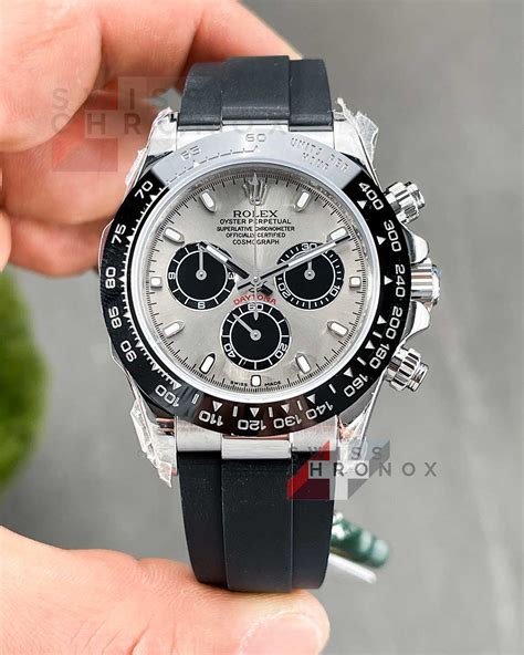 Rolex Daytona Ln Oysterflex Silver And Black Dial