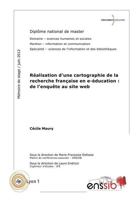 Pdf Ralisation D Une Cartographie De La Recherche Franaise En E