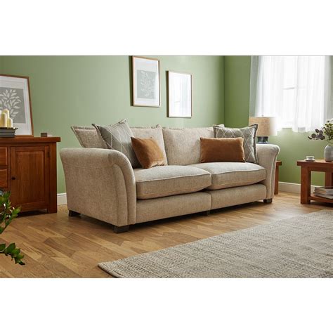 Ashby Cream Fabric 4 Seater Sofa Oak Furnitureland