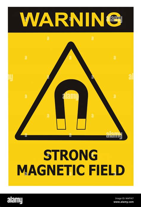 Strong Magnetic Field Warning Sign Isolated Text Label Hazard Safety Caution Attention Danger