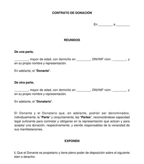 Contrato de Donación Modelo Formato Word y PDF