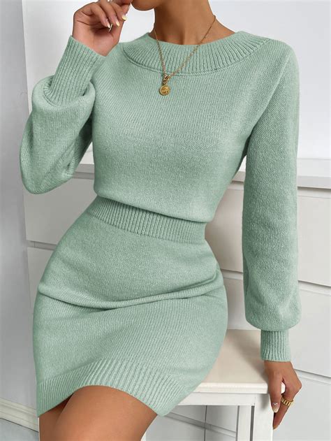 Solid Round Neck Jumper Dress Fashion Outfits Winter Fashion Outfits