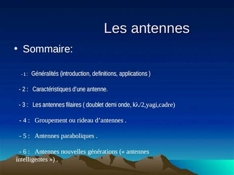 Ppt Les Antennes Les Antennes Sommaire G N Ralit S