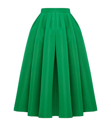 Womens Alexander Mcqueen Green Pleated Midi Skirt Harrods Uk