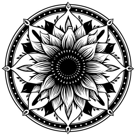 Intricate Sunflower Circle Svg Png Dxf Files For Cricut Silhouette