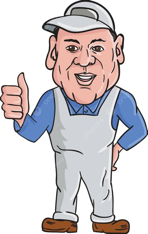 Oven Cleaner Technician Thumbs Up Cartoon Technician Handyman Man Male