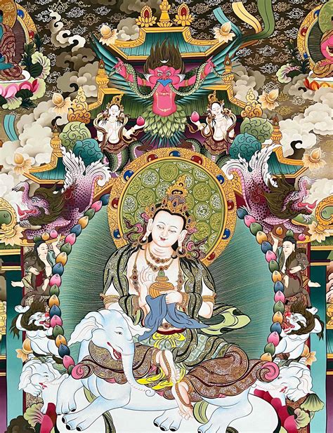 Bodhisattva Thangka Tibetan Buddhist Art Hand Painted Real Gold