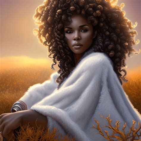 Hermosa Pintura Digital De Vaquera Afroamericana De Pelo Rizado