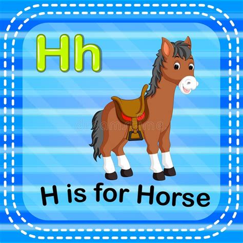 Letter H Horse Zoo Alphabet English Abc With Animals Education Cards