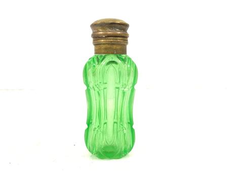 Antique Vaseline Glass Faceted Cut Glass Perfume Bottle Etsy