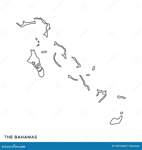 Bahamas Vector Map Isolated On White Background High Detailed Black