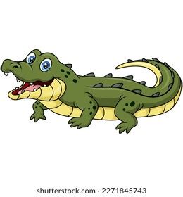 Cute Alligator Cartoon On White Background Stock Vector (Royalty Free ...