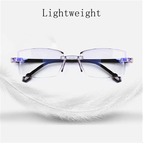 Ultralight Rimless Reading Glasses For Men Women Anti Blue Light Presbyopic Eyeglasses Classic